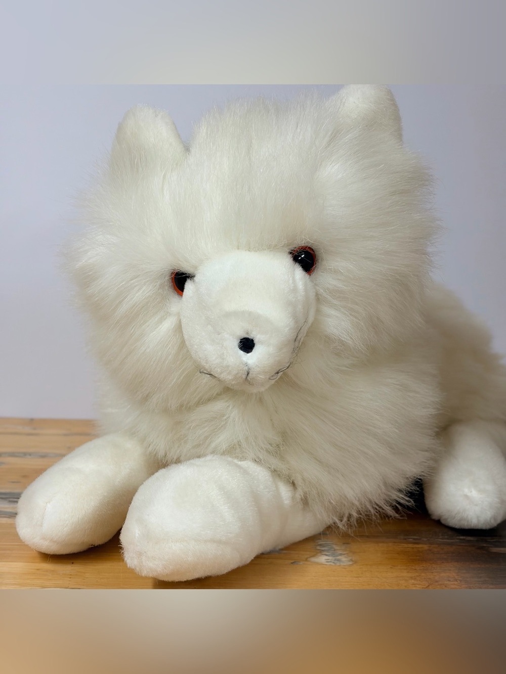 Vintage Russ Berrie White Arctic Fox Plush Wolf Husky Stuffed Animal Toy